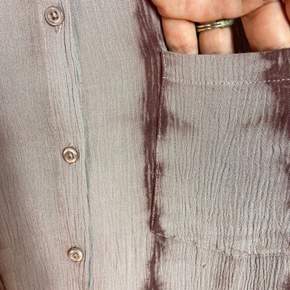 Black Swan‎ Shirt Dress Size S Mauve Tie Dye Crinkle Gauze Pockets Mini - Picture 4 of 9
